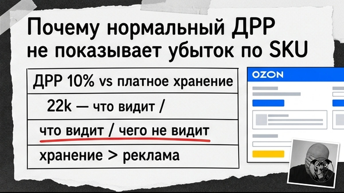 Сравнение ДРР и платного хранения по SKU
