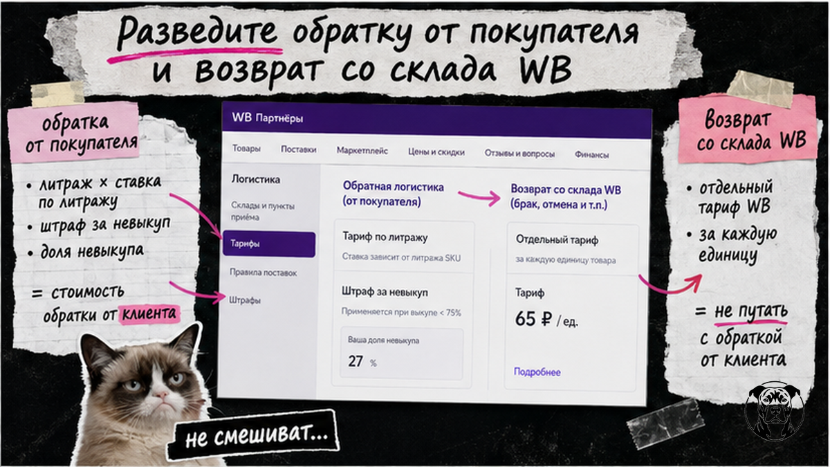 Схема: чем обратная логистика от покупателя отличается от возврата товара со склада WB