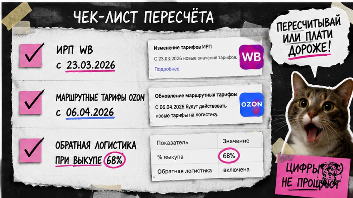 Чеклист: пересчёт логистики после тарифов WB и Ozon весна 2026