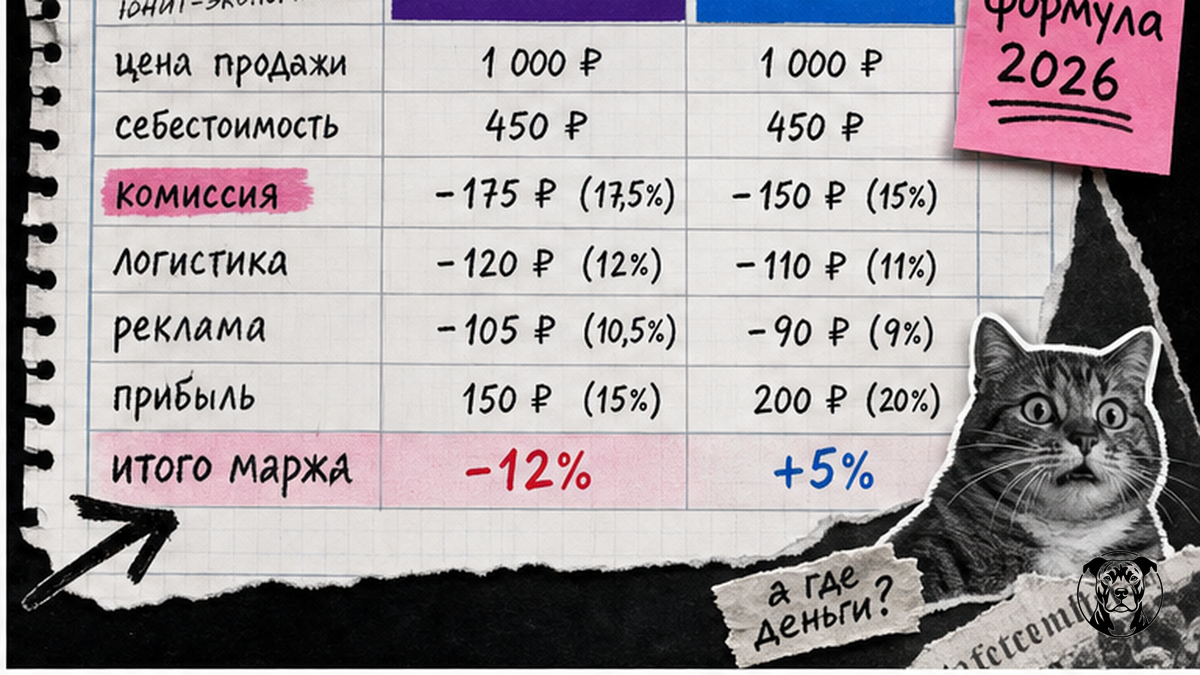 Сравнительная таблица юнит-экономики WB vs Ozon: формула расчёта маржи 2026