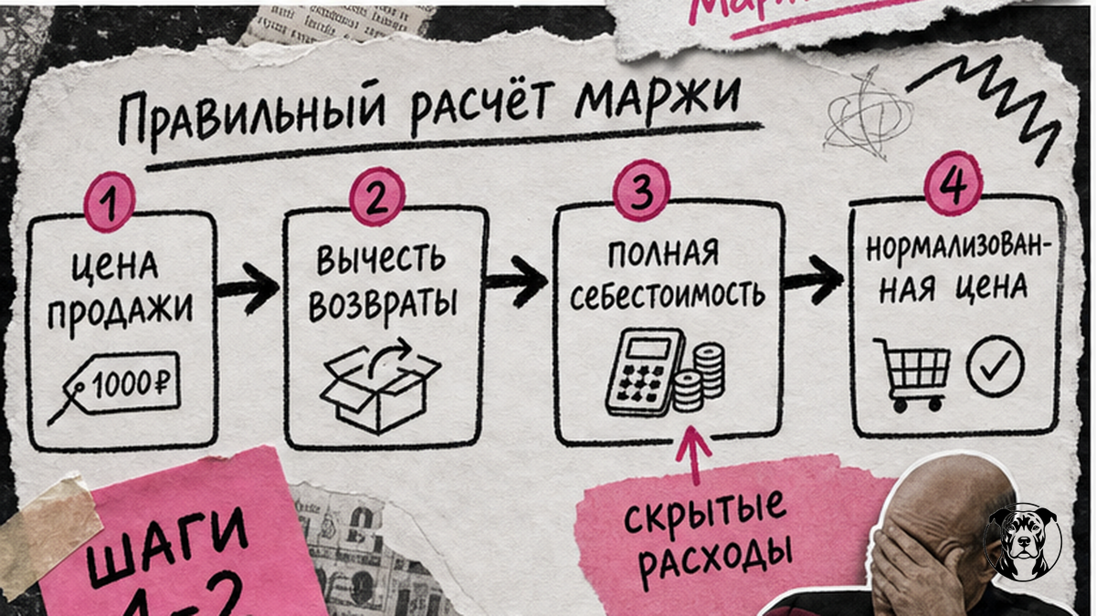 Пошаговая схема: нормализованная цена продажи и полная себестоимость для маркетплейса