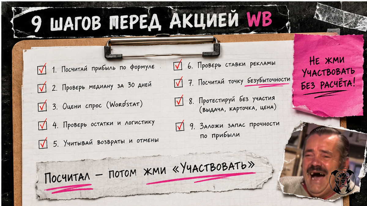 Чеклист 9 шагов участия в акции WB: от приглашения до финансового отчёта