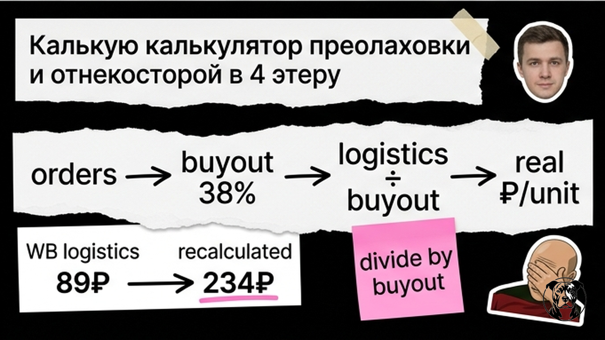 Схема пересчёта логистики Wildberries на фактический выкуп