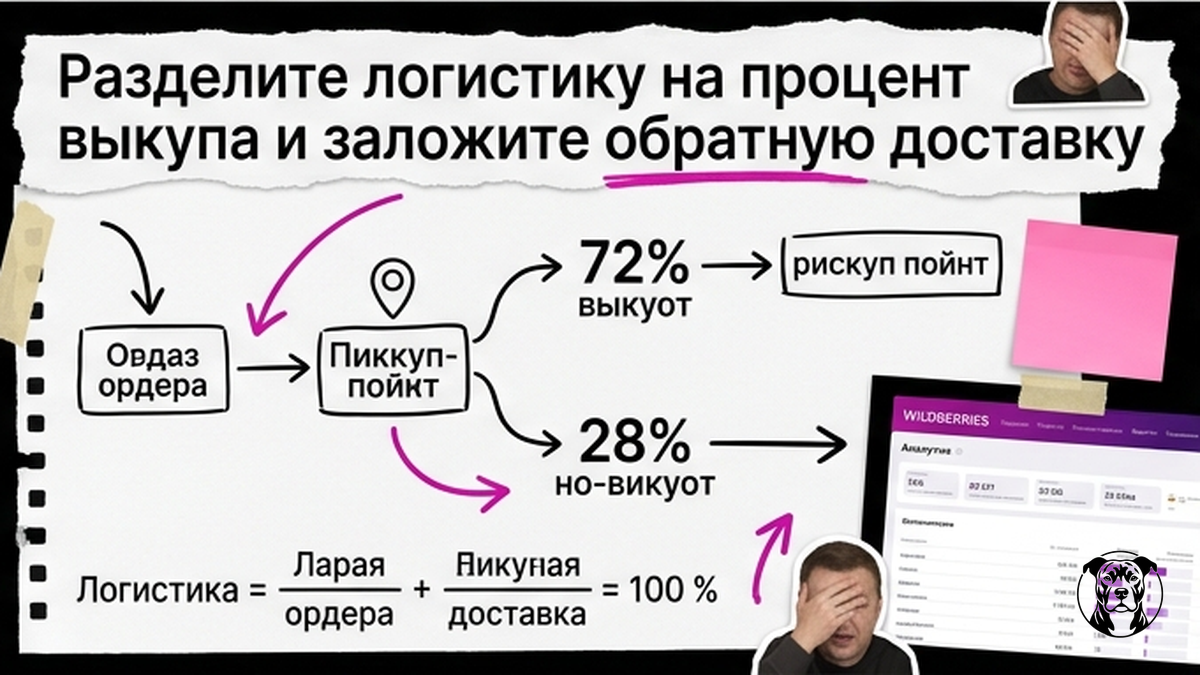 Схема расчёта логистики с учётом процента выкупа и обратной доставки
