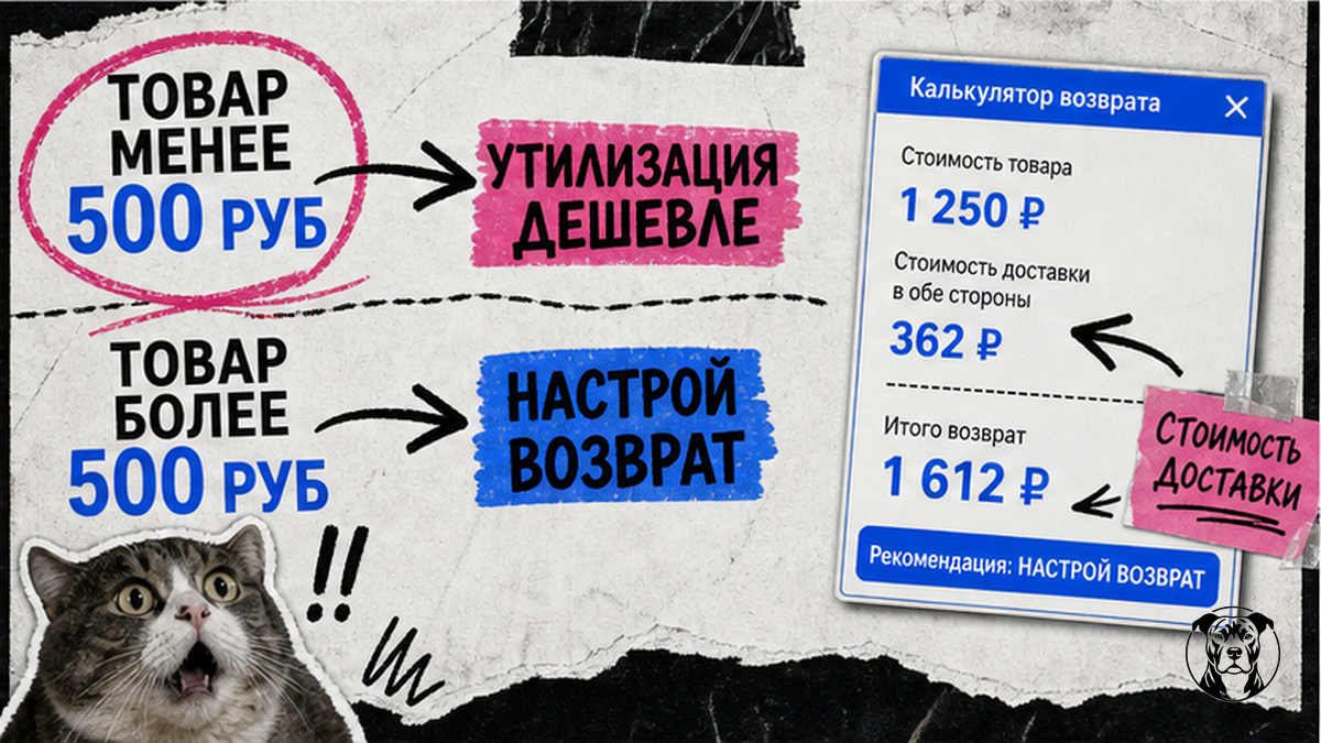Инфографика: ценовой порог для расчёта — утилизация vs возврат товара Ozon FBS