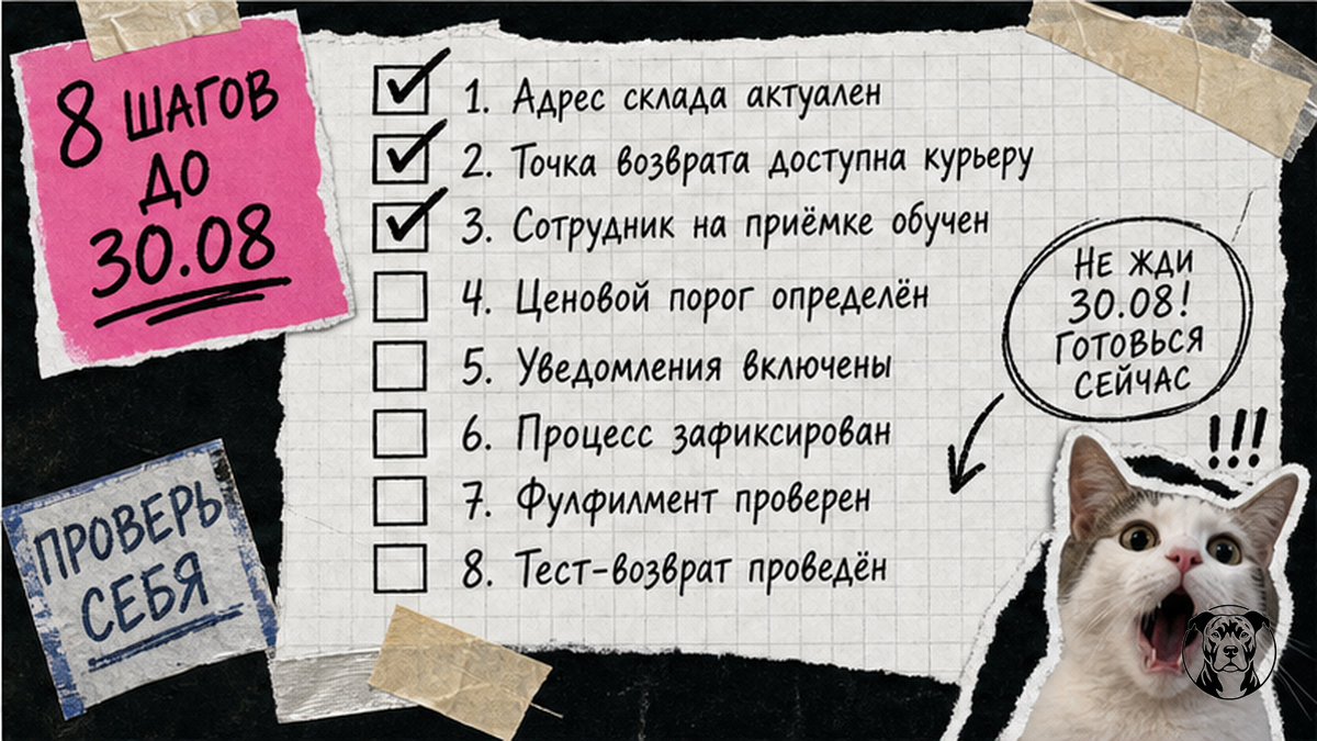 Чек-лист 8 шагов для подготовки FBS-склада к курьерским возвратам Ozon до 30 августа 2026