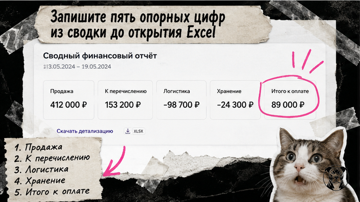 Пять опорных цифр еженедельного финотчёта Wildberries до открытия Excel