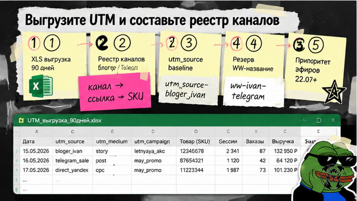 Схема миграции: выгрузка UTM-отчёта и реестр каналов перед 22 июля