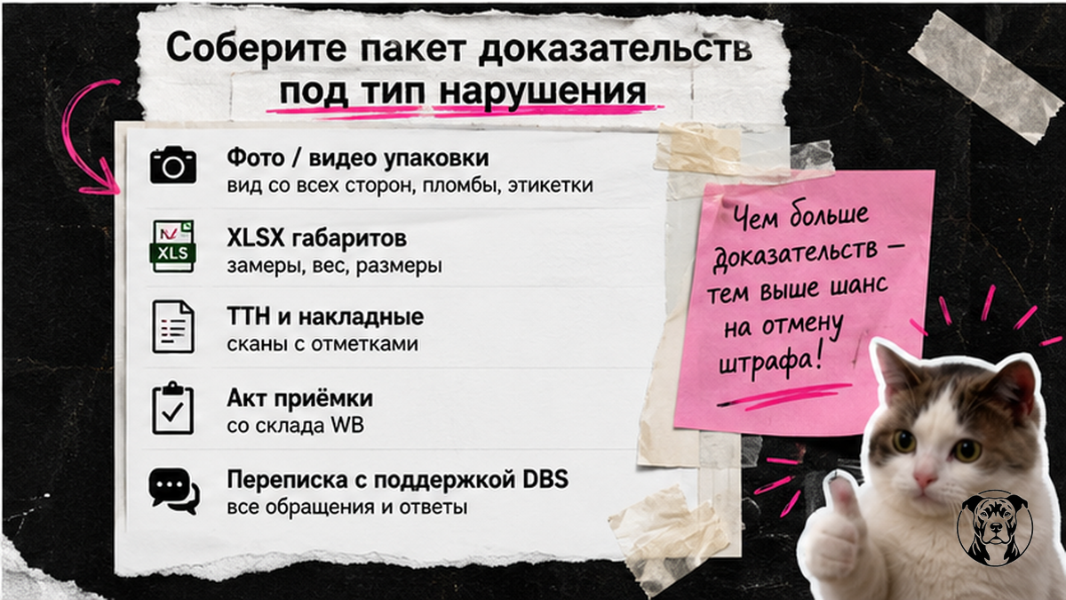Чеклист доказательств для оспаривания штрафа Wildberries