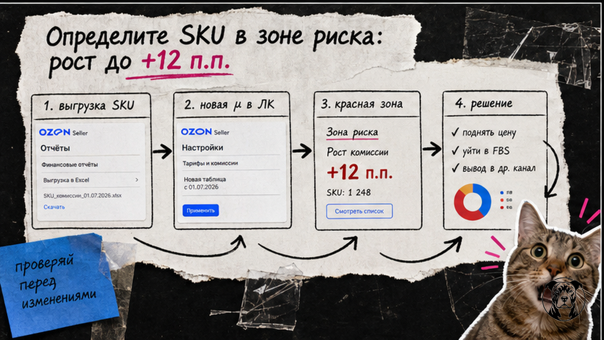 Схема определения SKU в зоне риска роста комиссии Ozon до +12 п.п.