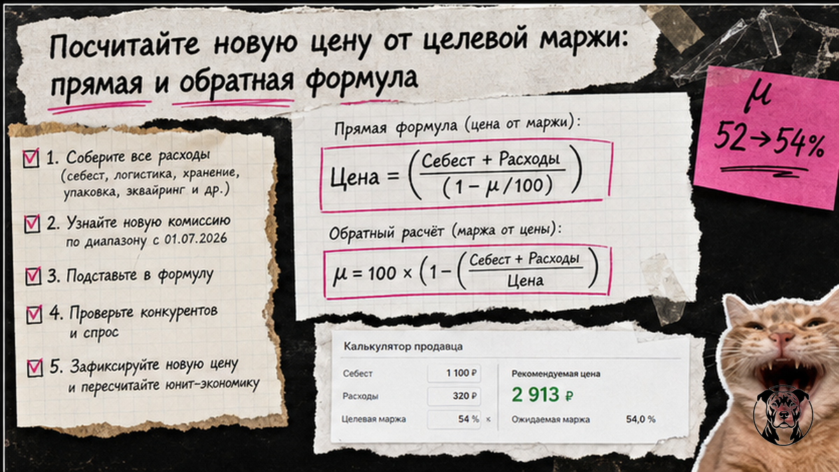 Чеклист и формула обратного расчёта цены от целевой маржи Ozon