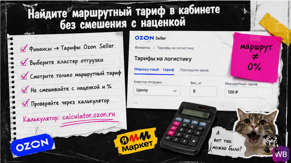 Чеклист поиска маршрутного тарифа Ozon без смешения с наценкой