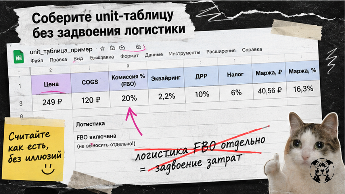 Схема unit-формулы Ozon без двойной логистики для товаров до 300 ₽