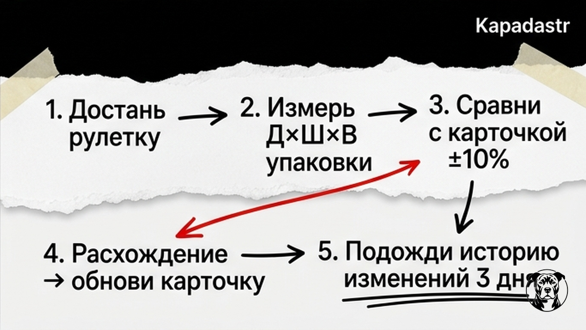 Схема физического замера упаковки для поставки FBW Wildberries: 5 шагов до отгрузки