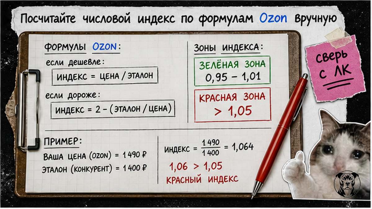 Чеклист расчёта числового индекса цен Ozon по формулам