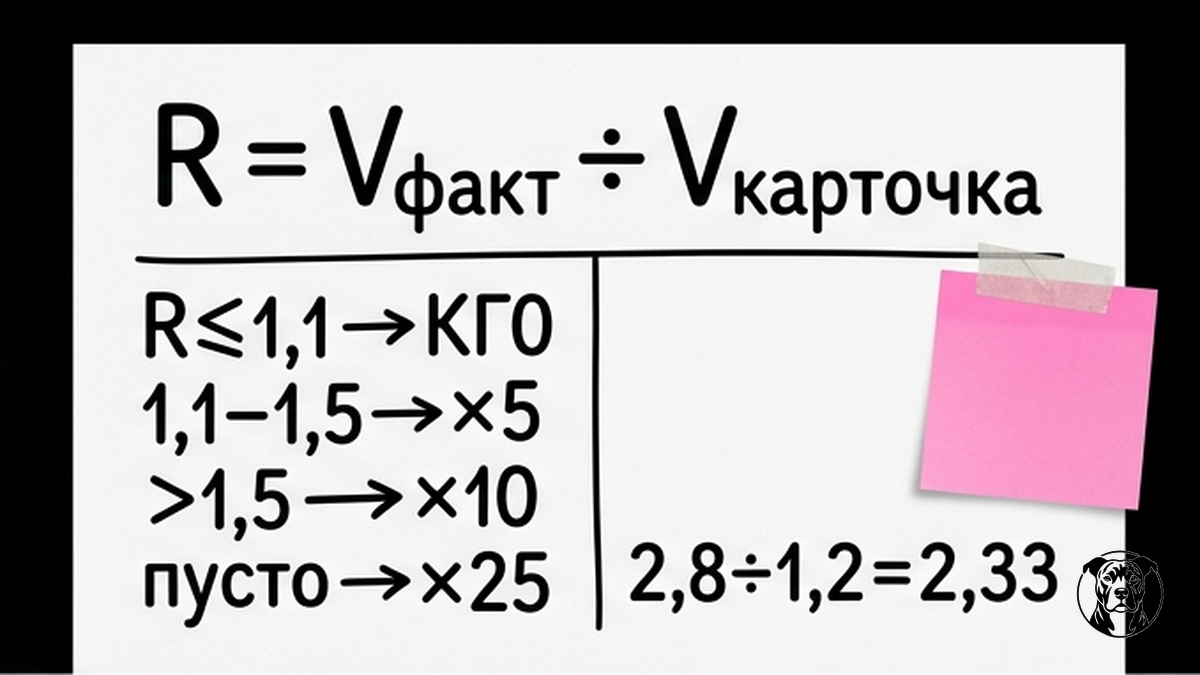 Инфографика: формула R и пороги коэффициента габаритов на Wildberries