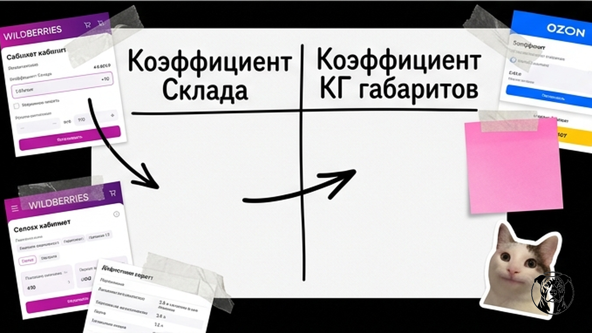 Сравнение: коэффициент склада и коэффициент габаритов КГ в кабинете WB