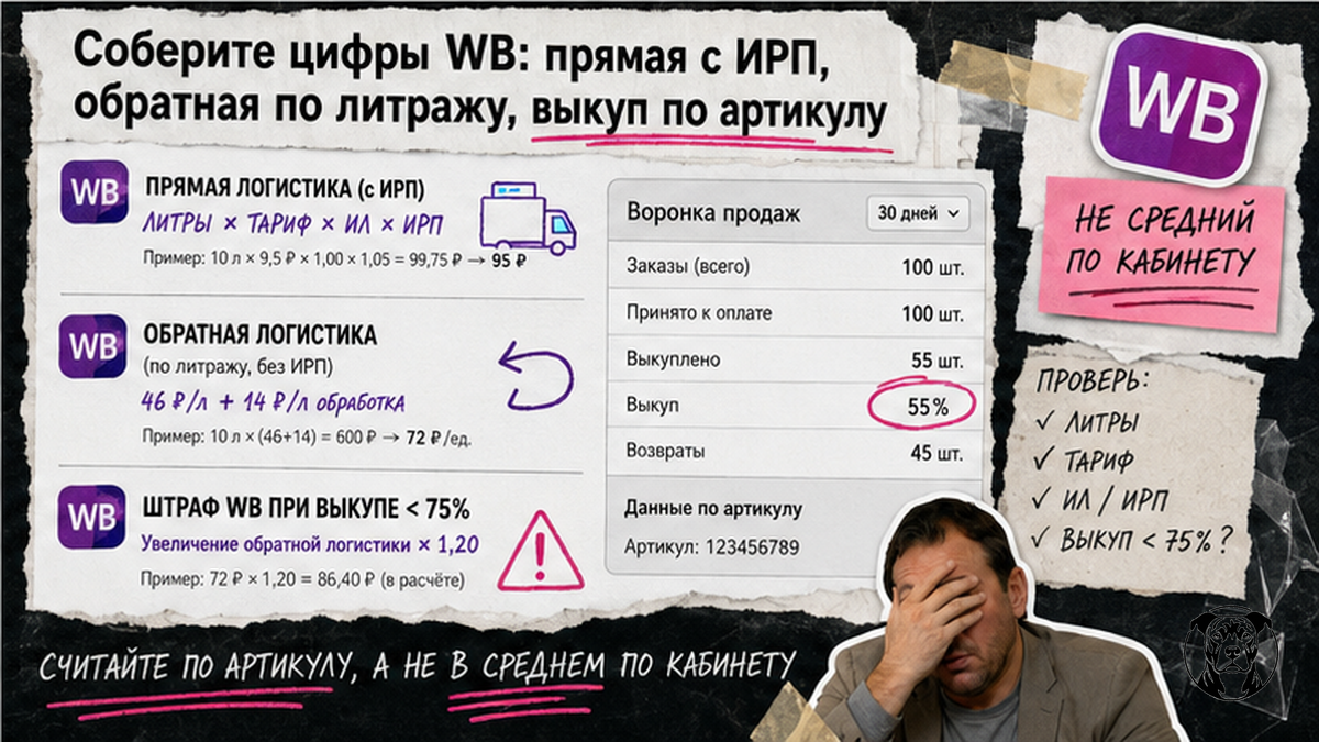 Инфографика: откуда брать прямую, обратную и выкуп по артикулу WB
