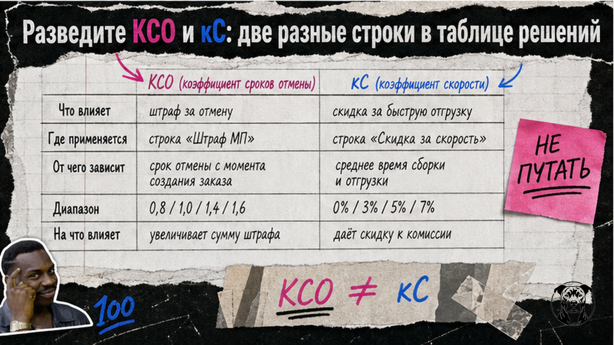 Схема сравнения КСО и кС: две разные механики Wildberries FBS