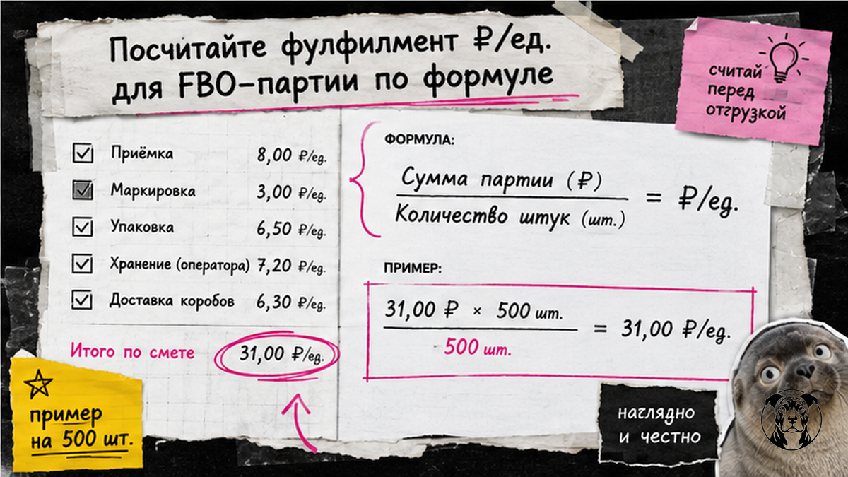 Чеклист формулы фулфилмента ₽/ед. для FBO-партии