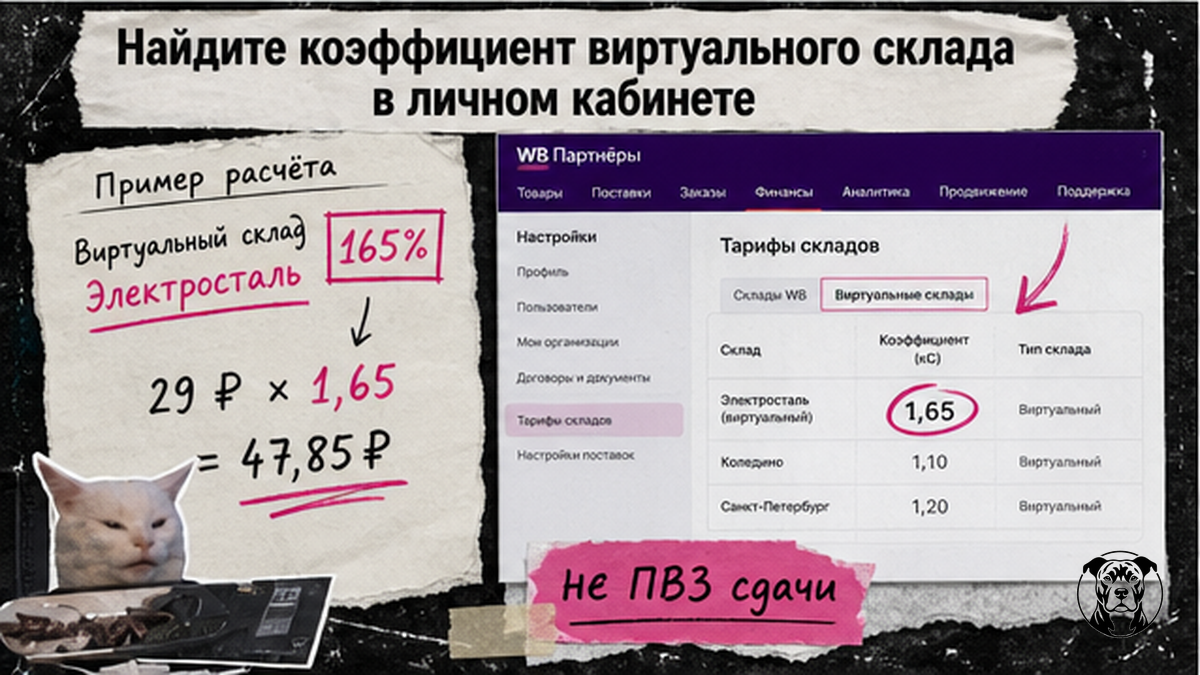 Workflow: коэффициент виртуального склада FBS в личном кабинете Wildberries