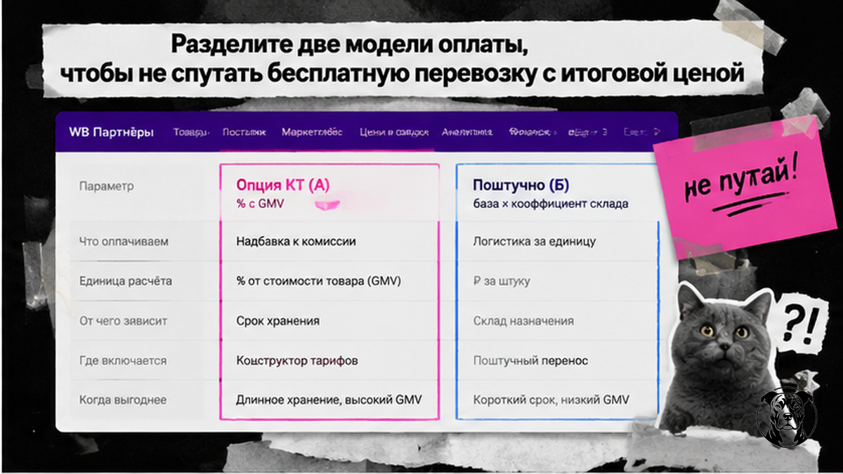 Сравнение двух моделей оплаты перераспределения остатков WB: опция конструктора и поштучная