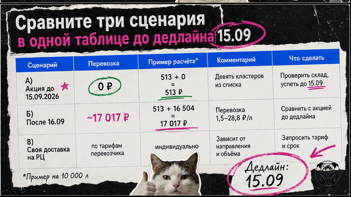 Чеклист-таблица: три сценария кросс-докинга Ozon FBO — акция, после дедлайна и своя доставка
