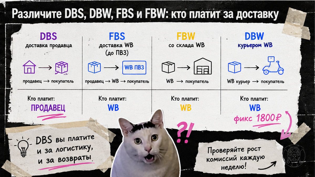 Схема: кто платит за доставку на DBS, DBW, FBS и FBW Wildberries