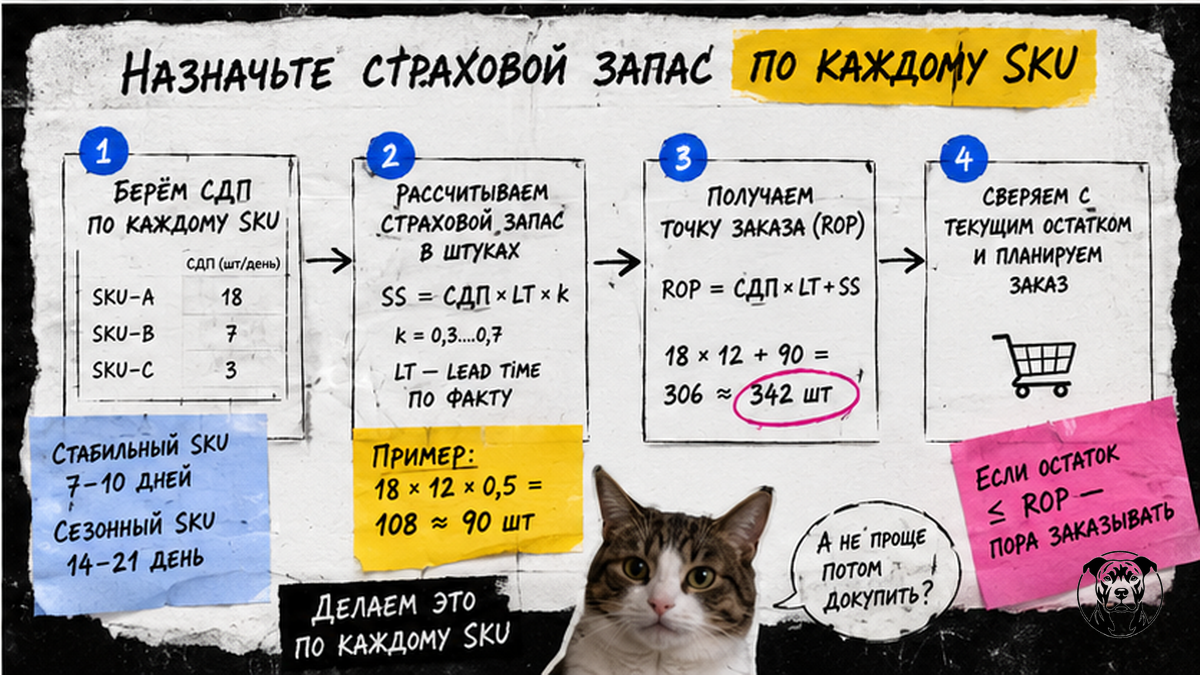 Workflow назначения страхового запаса по SKU для WB и Ozon