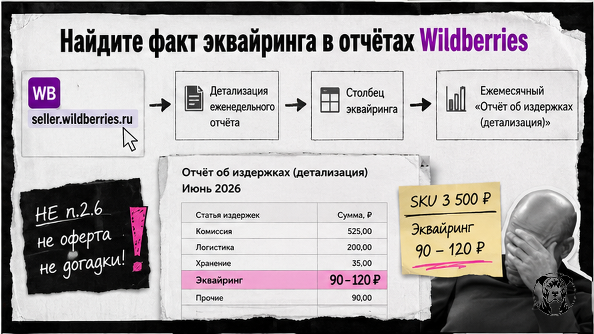 Инфографика: где найти факт эквайринга с НДС в отчётах Wildberries 2026