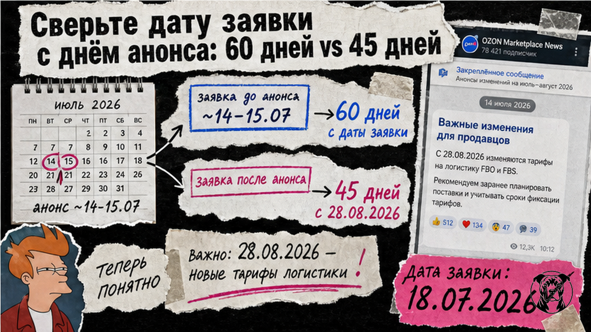 Чеклист сравнения: 60 дней vs 45 дней фиксации в зависимости от даты заявки FBO