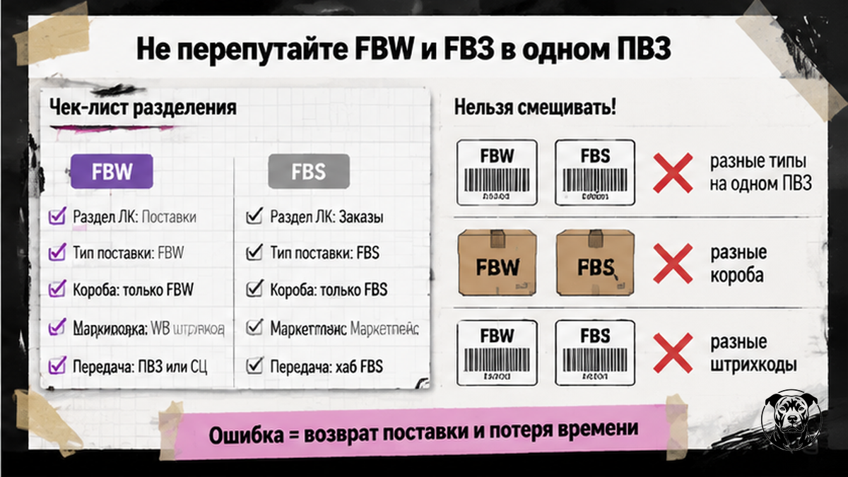 Чеклист: как не перепутать FBW и FBS при отгрузке в ПВЗ Wildberries