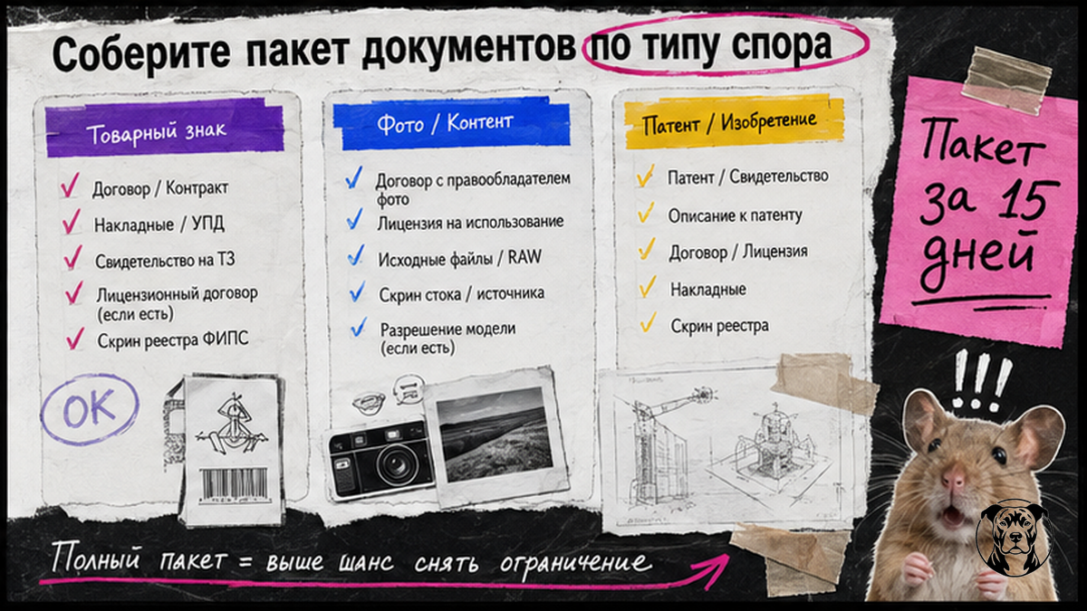 Чеклист документов для ответа на жалобу правообладателя в Цифровом арбитраже Wildberries