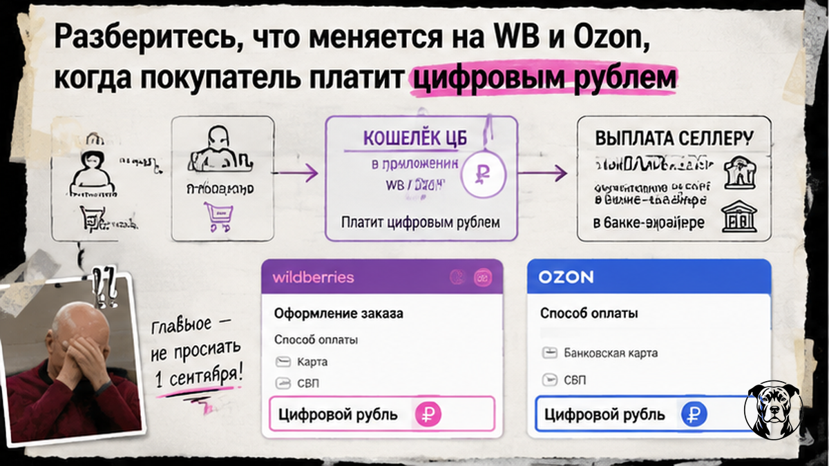 Схема оплаты цифровым рублем на Wildberries и Ozon для селлера