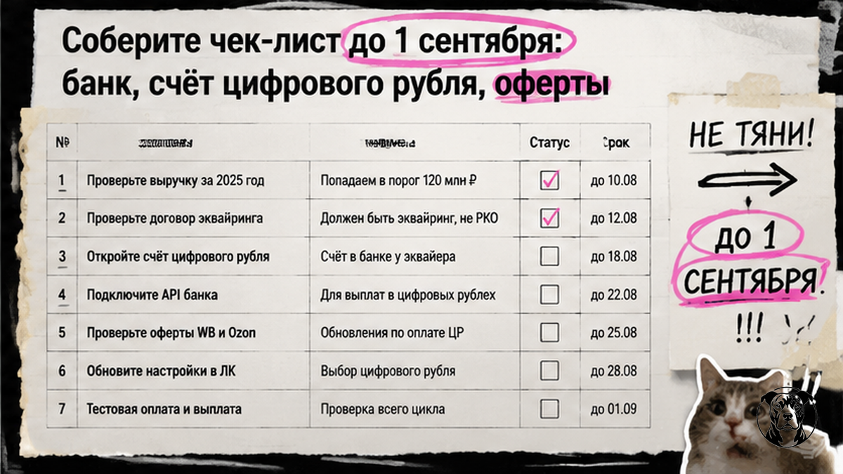 Чек-лист подготовки селлера к цифровому рублю до 1 сентября 2026