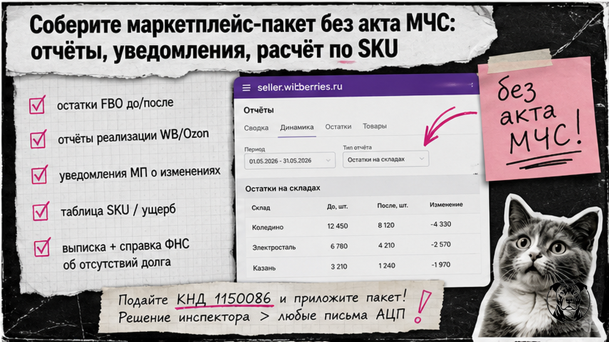 Чеклист документов маркетплейс-пакета для отсрочки налогов: отчёты WB/Ozon, уведомления и расчёт ущерба по SKU