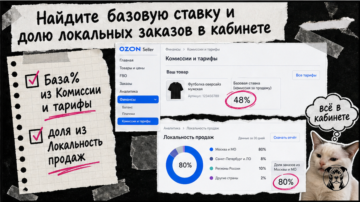 Чеклист: где в Ozon Seller найти базовую ставку и долю локальных заказов