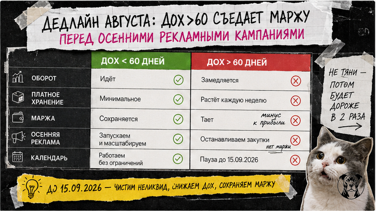 Сравнительная таблица: DOH больше 60 — дедлайн август перед осенней рекламой