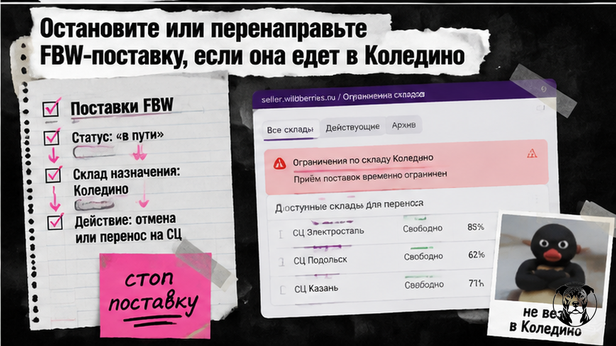 Чеклист: остановить или перенаправить FBW-поставку, если она едет в Коледино