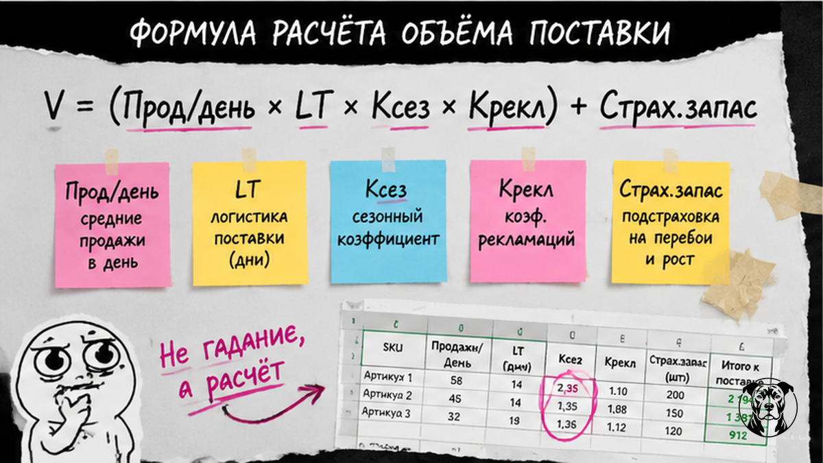 Формула расчёта объёма поставки Q4: переменные и сезонный коэффициент Wildberries Ozon