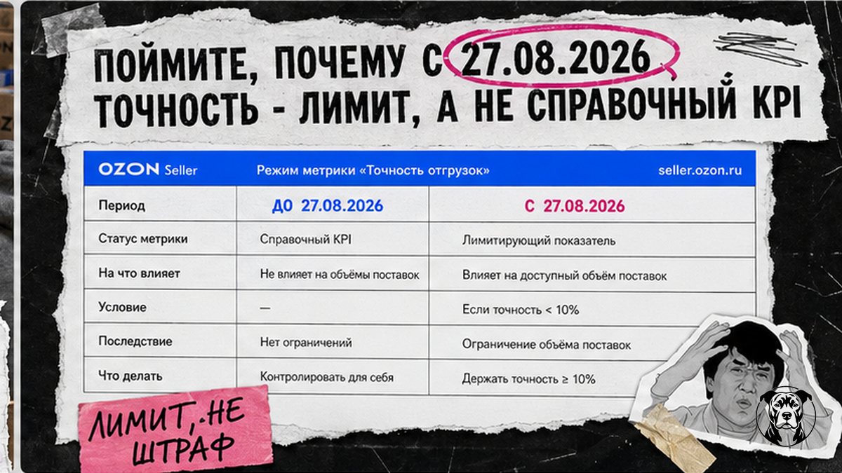 Таблица режимов точности отгрузок Ozon: справочный KPI до 27 августа и лимит объёмов после