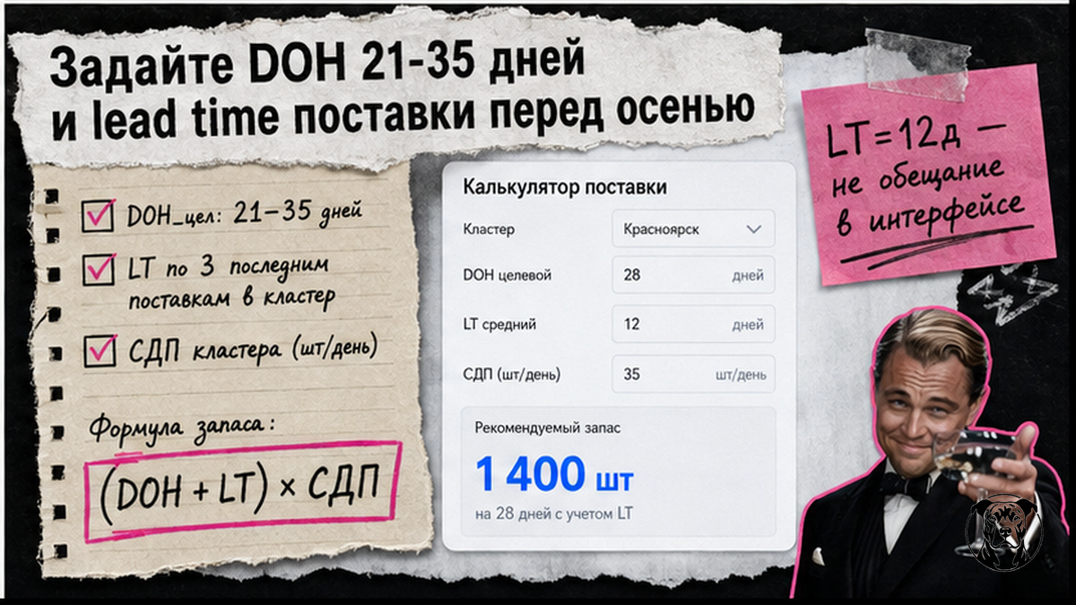 Чеклист: DOH 21-35 дней и lead time поставки FBO перед осенним пиком