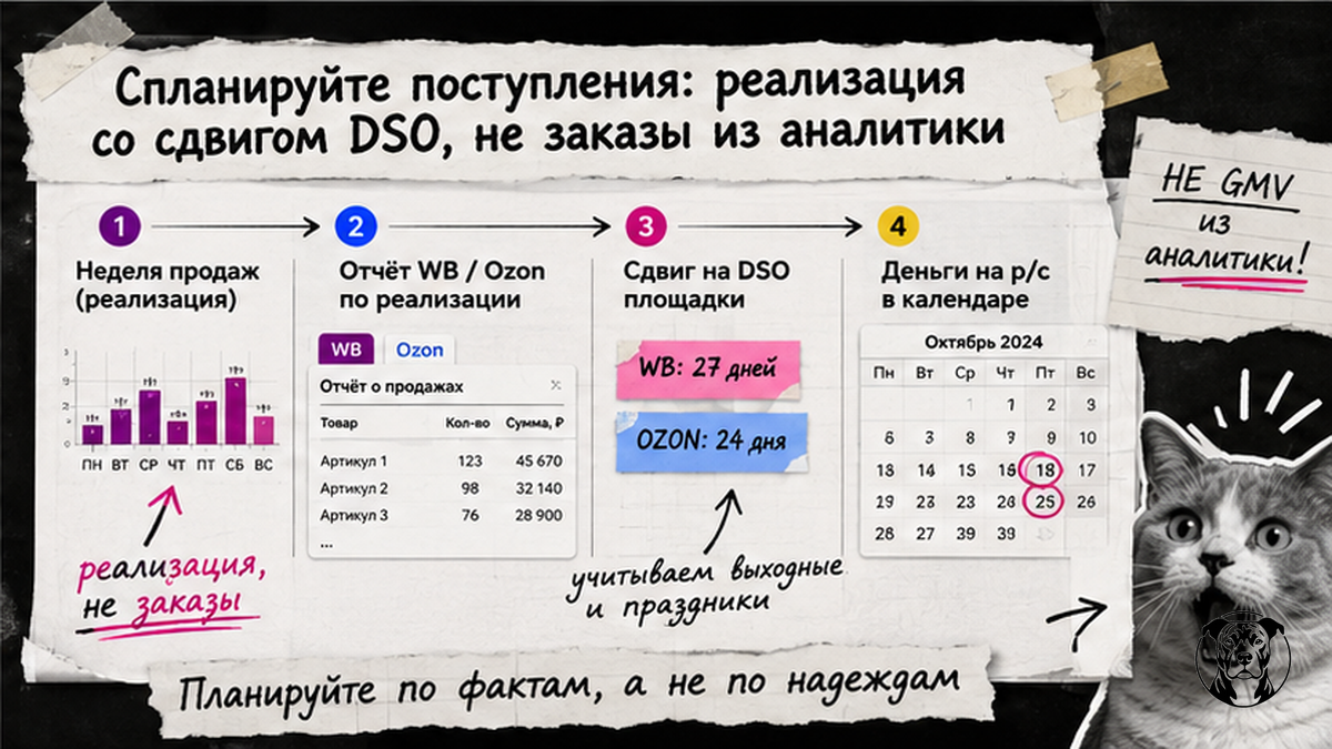 Схема поступлений: реализация со сдвигом DSO в платёжном календаре