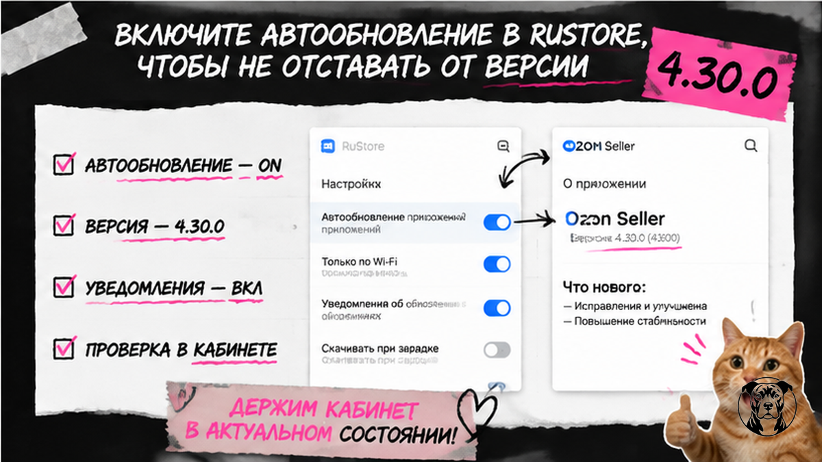 Чеклист: автообновление RuStore и версия Ozon Seller 4.30.0