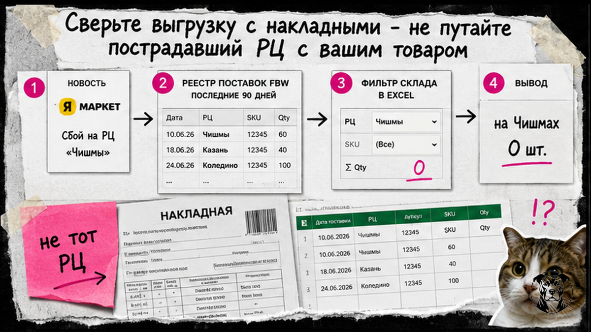 Схема сверки выгрузки WB с накладными: не путать склад из новости с вашим товаром