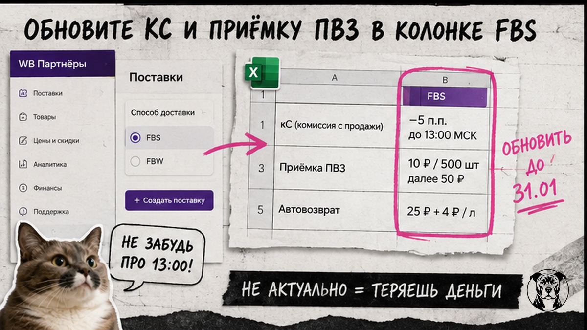 Workflow обновления кС и приёмки ПВЗ в колонке FBS unit-таблицы