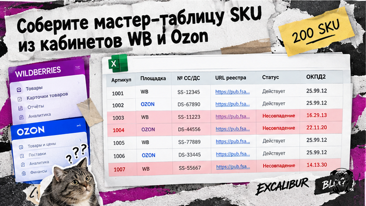 Мастер-таблица SKU для сверки сертификатов WB и Ozon с реестром