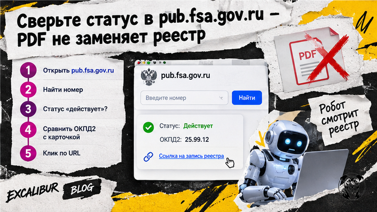 Схема проверки статуса сертификата в pub.fsa.gov.ru вместо PDF в карточке