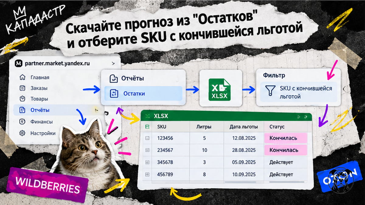 Workflow выгрузки прогноза хранения из отчёта «Остатки» Яндекс Маркет